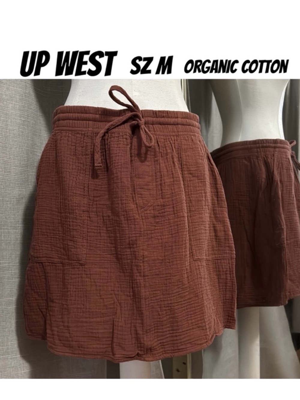 Up West Organic Cotton Skirt | Pull On, Elastic Waist, Pockets, Mulberry